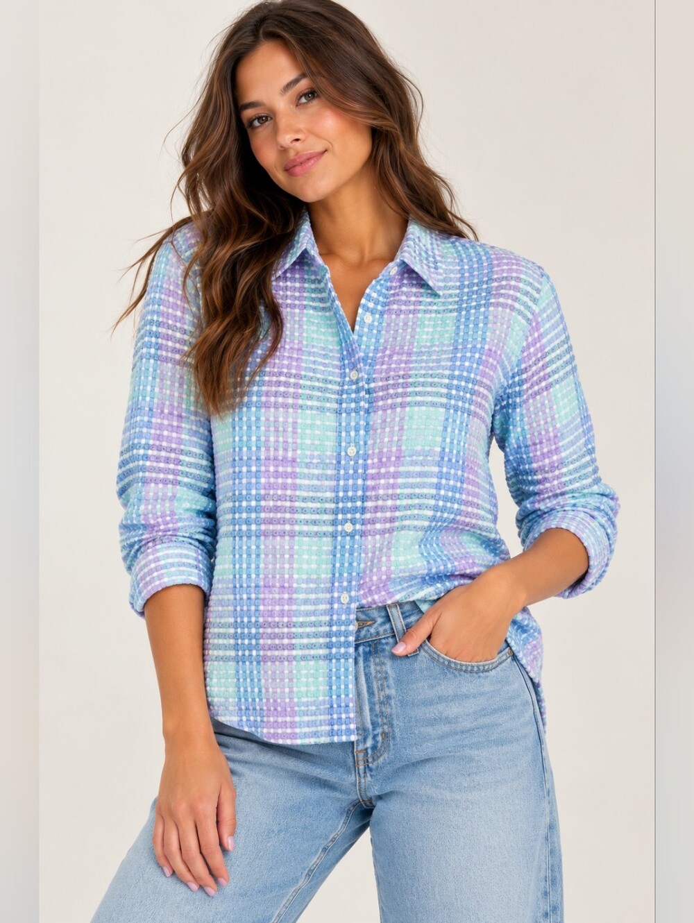 Plaid Pastel Button-Up Shirt